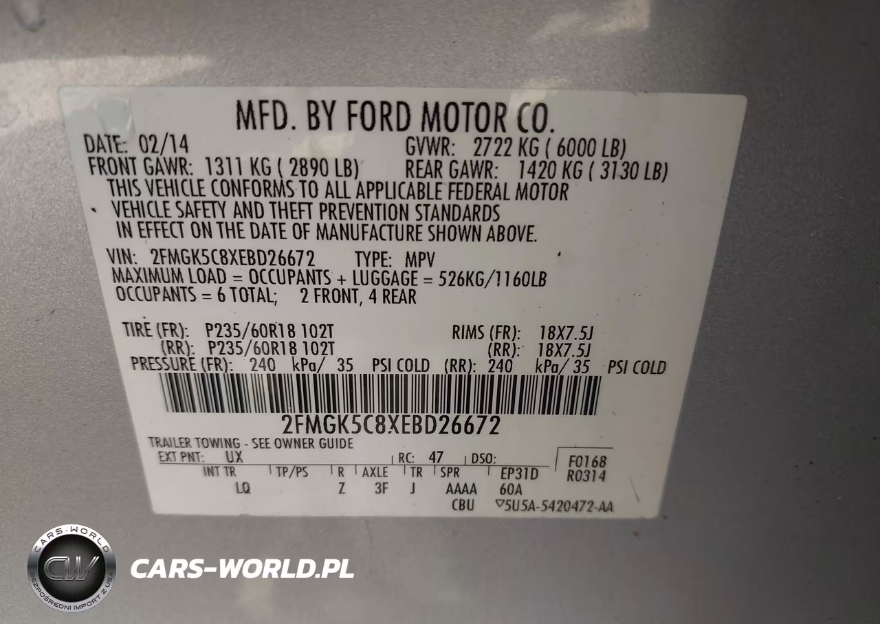 2014 Ford Flex Sel VIN:2FMGK5C8XEBD26672 - 9