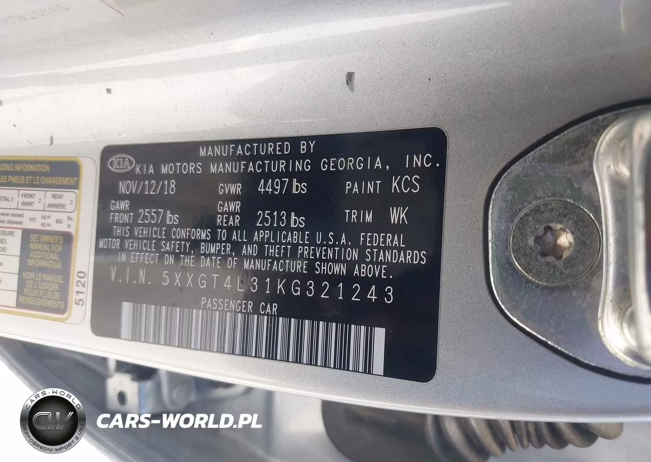 2019 Kia Optima Lx VIN:5XXGT4L31KG321243 - 9