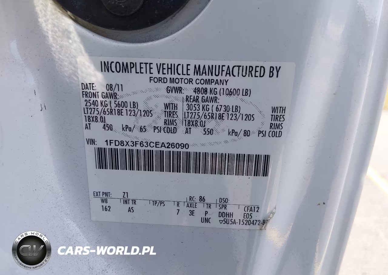 2012 Ford F-350 Chassis Xl VIN:1FD8X3F63CEA26090 - 8