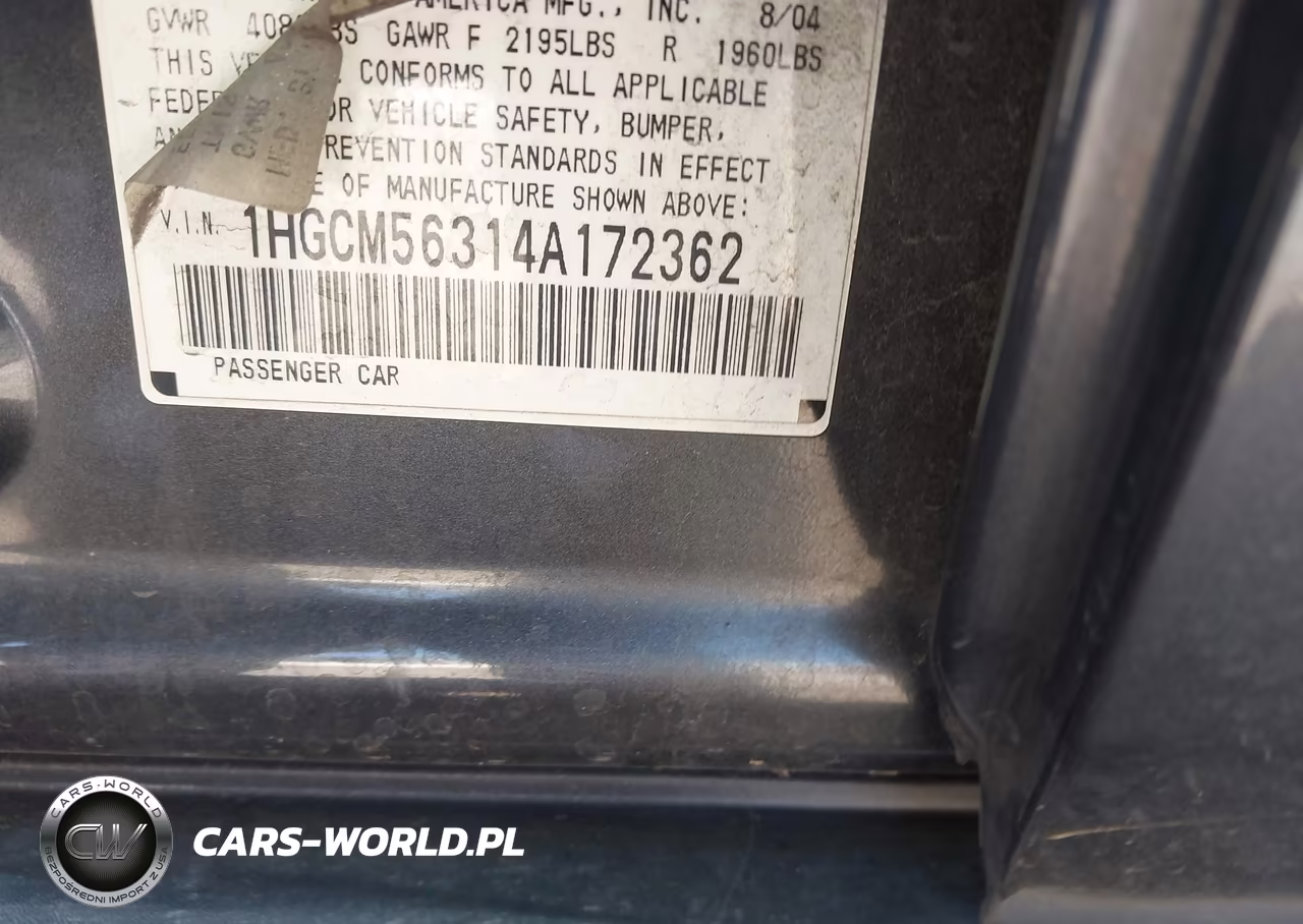 2004 Honda Accord 2.4 Lx VIN:1HGCM56314A172362 - 9