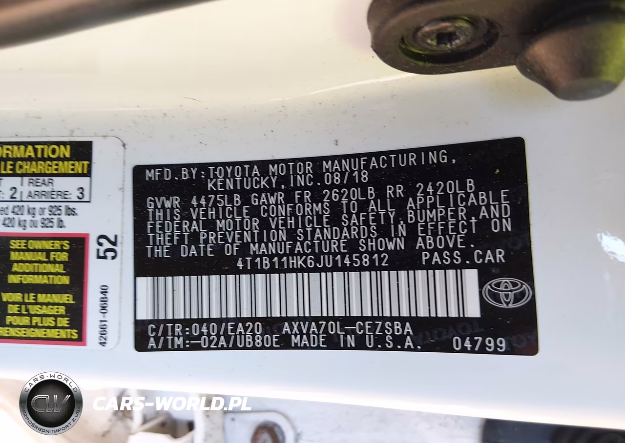 2018 Toyota Camry Se VIN:4T1B11HK6JU145812 - 9