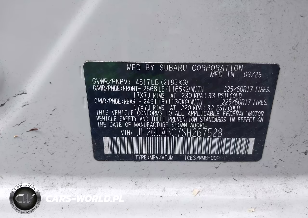 2025 Subaru Crosstrek VIN:JF2GUABC7SH267528 - 9