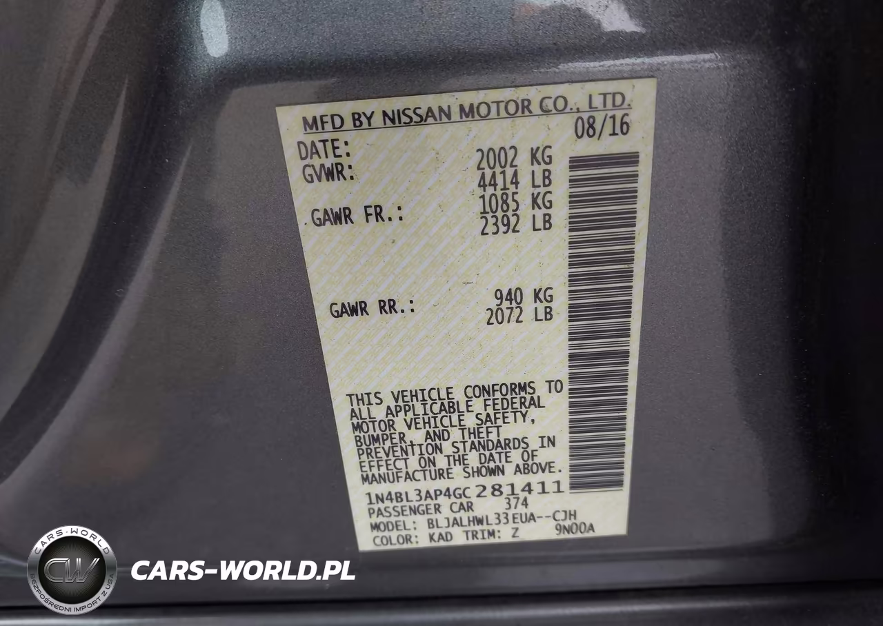 2016 Nissan Altima 3.5 Sr VIN:1N4BL3AP4GC281411 - 9