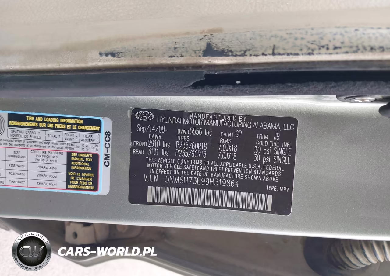 2009 Hyundai Santa Fe Limited VIN:5NMSH73E99H319864 - 9