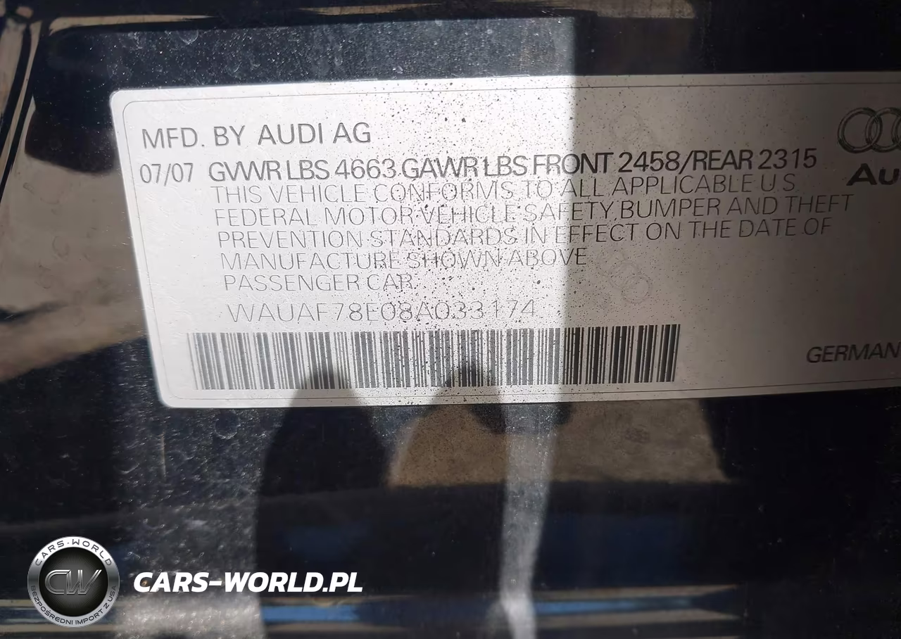 2008 Audi A4 2.0T VIN:WAUAF78E08A033174 - 9