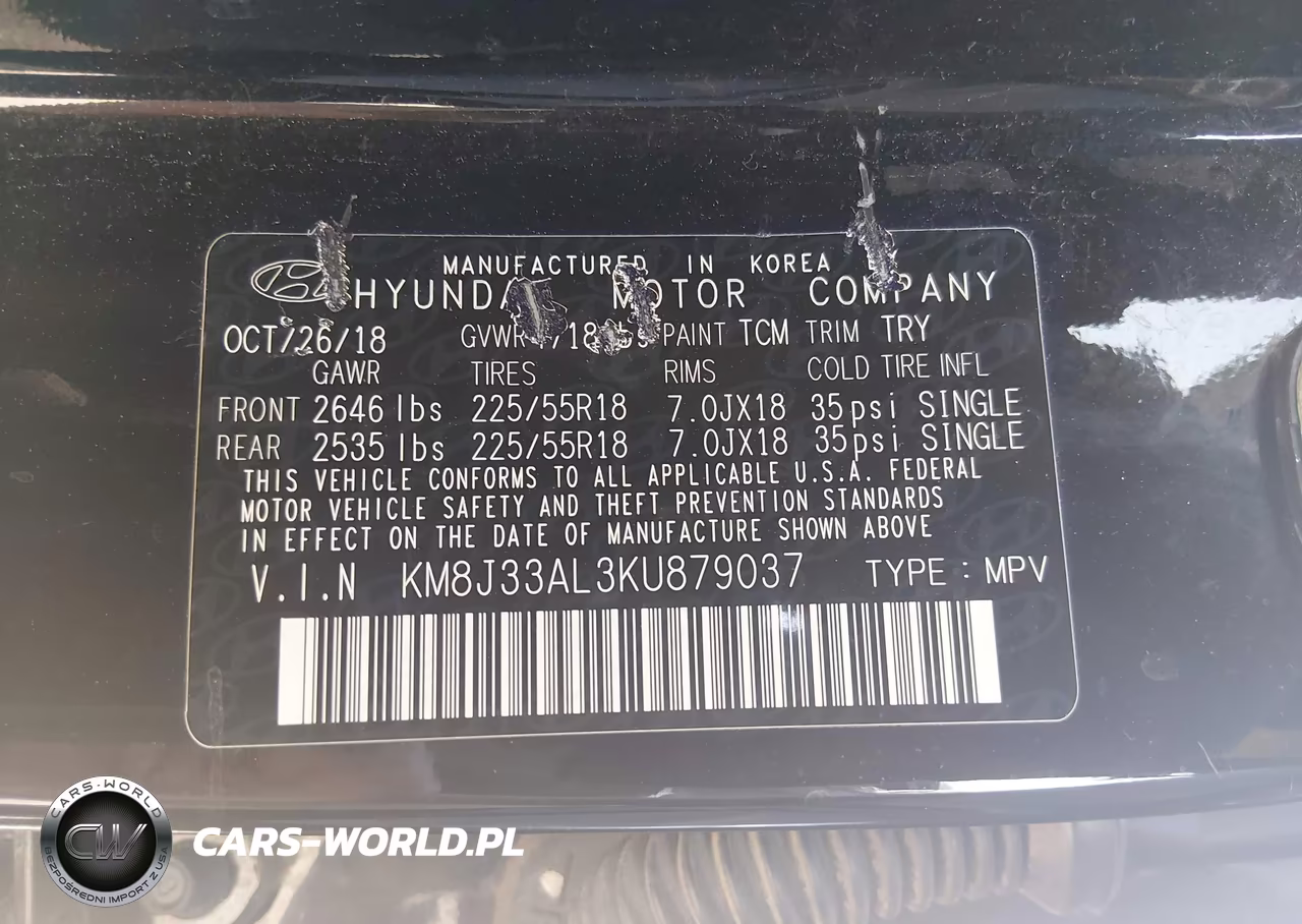 2019 Hyundai Tucson Sel VIN:KM8J33AL3KU879037 - 9