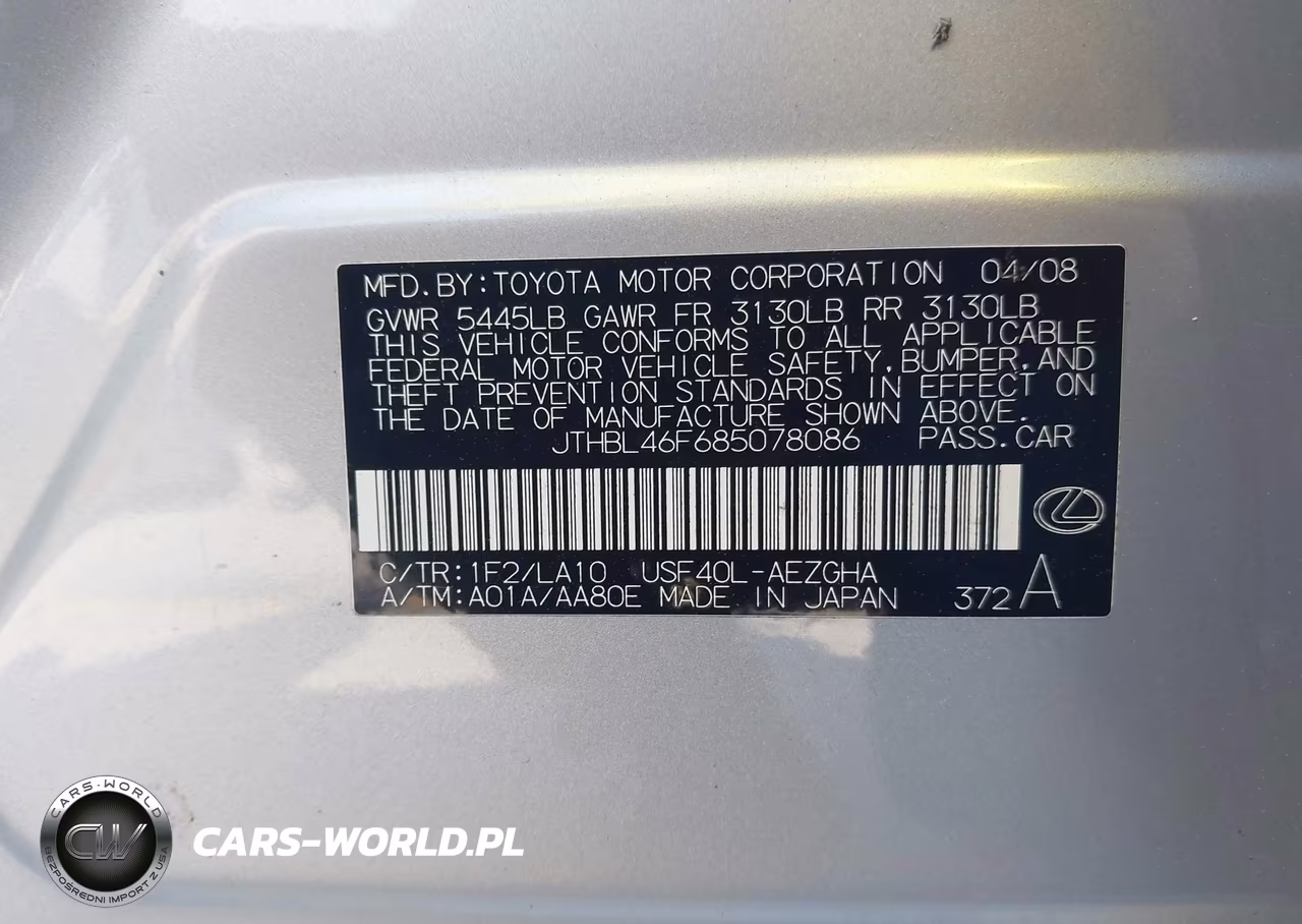2008 Lexus Ls 460 VIN:JTHBL46F685078086 - 9