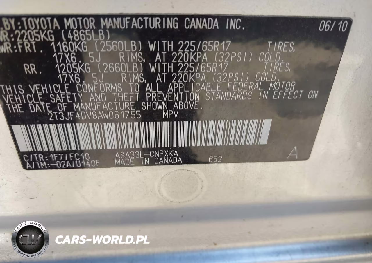 2010 Toyota Rav4 VIN:2T3JF4DV8AW061755 - 9