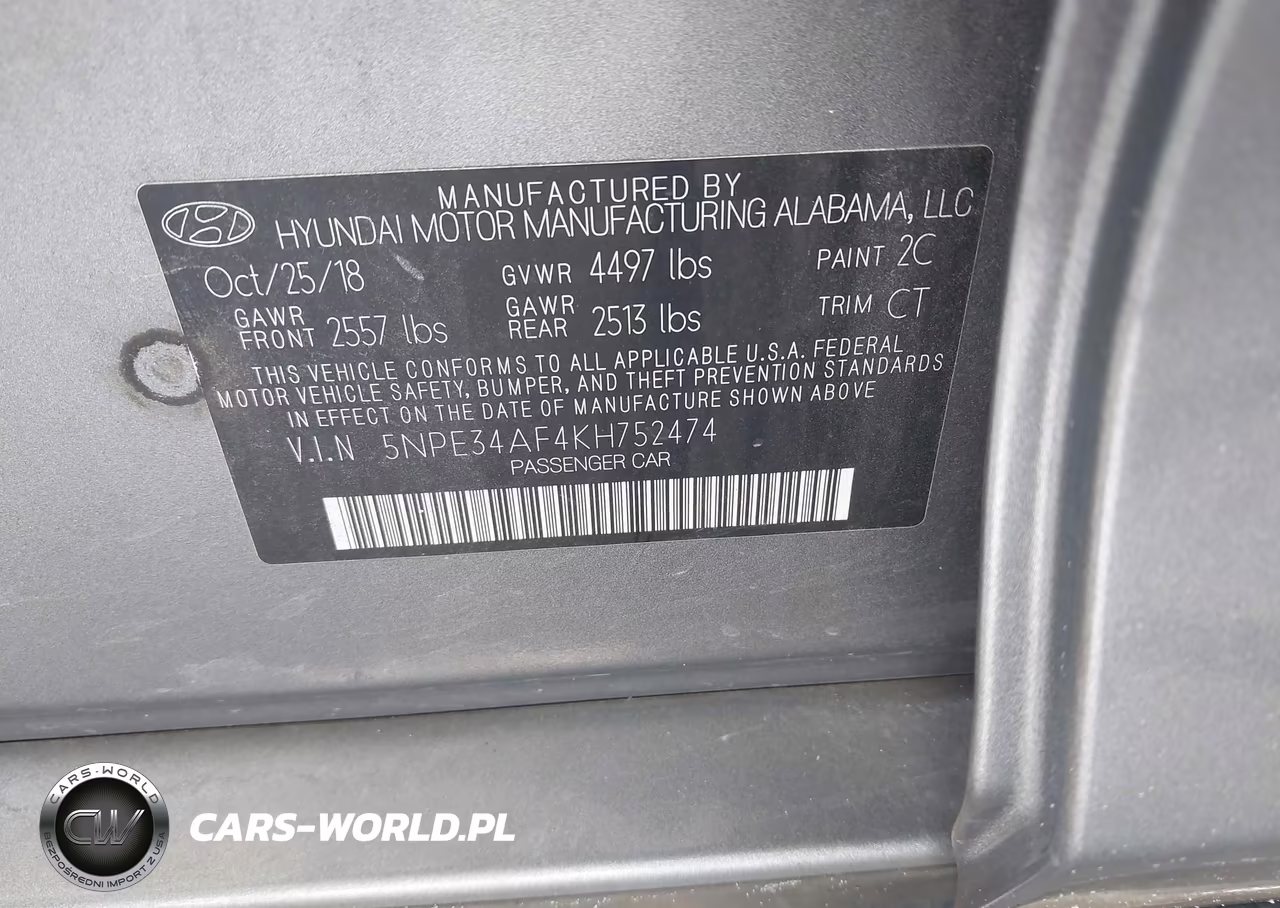 2019 Hyundai Sonata Sport VIN:5NPE34AF4KH752474 - 9