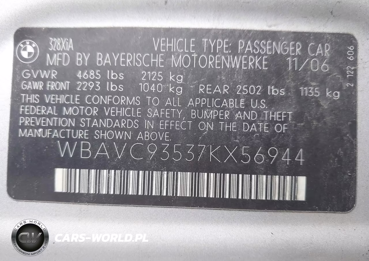 2007 BMW 328Xi VIN:WBAVC93537KX56944 - 9