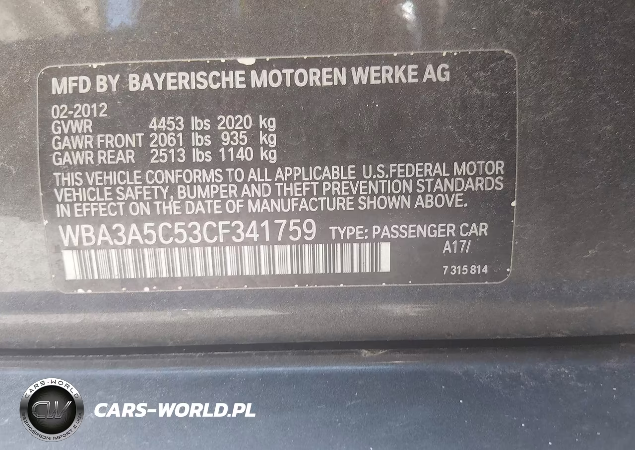 2012 BMW 328I VIN:WBA3A5C53CF341759 - 9