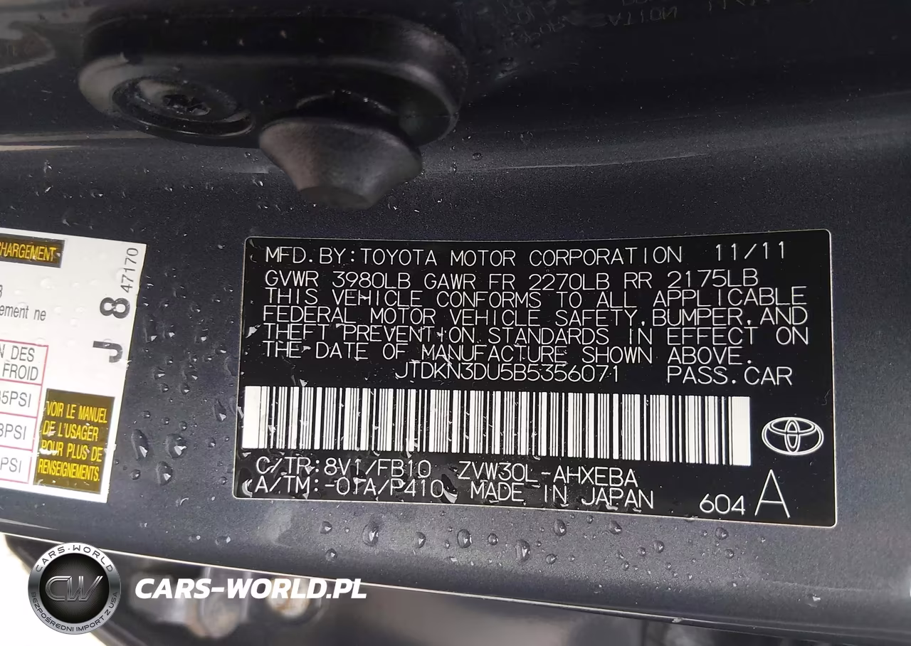 2011 Toyota Prius Two VIN:JTDKN3DU5B5356071 - 9