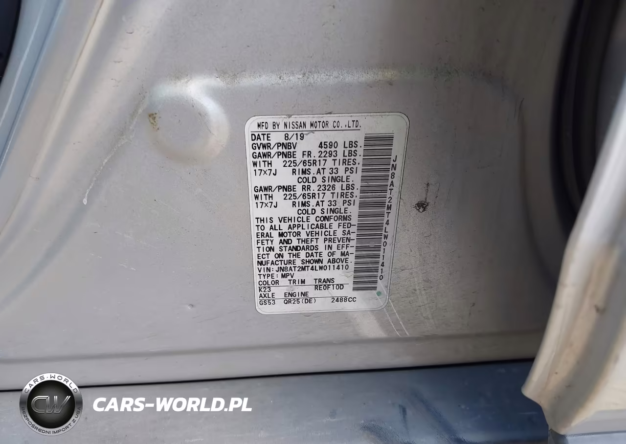 2020 Nissan Rogue S Fwd VIN:JN8AT2MT4LW011410 - 9