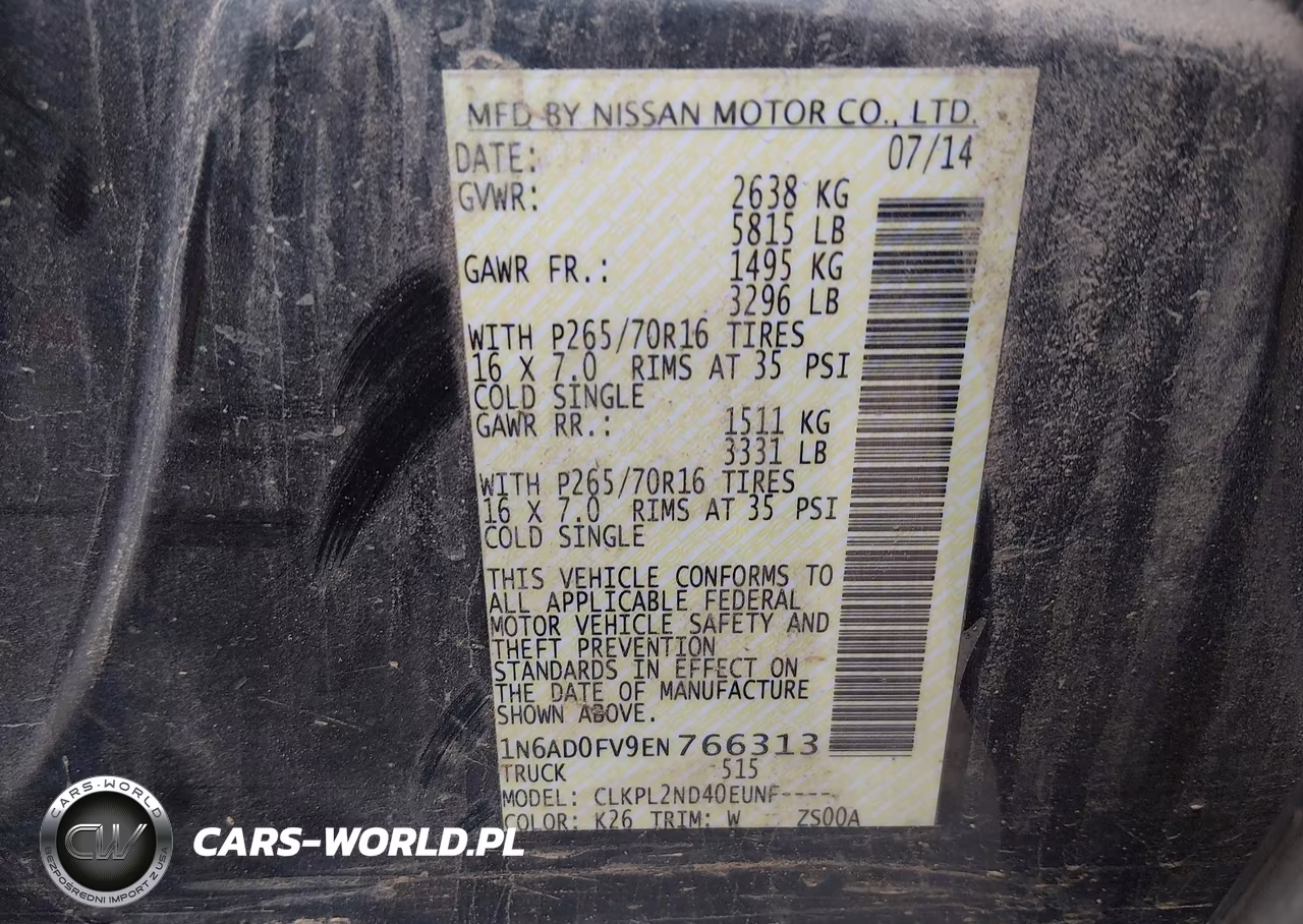2014 Nissan Frontier Sv VIN:1N6AD0FV9EN766313 - 9