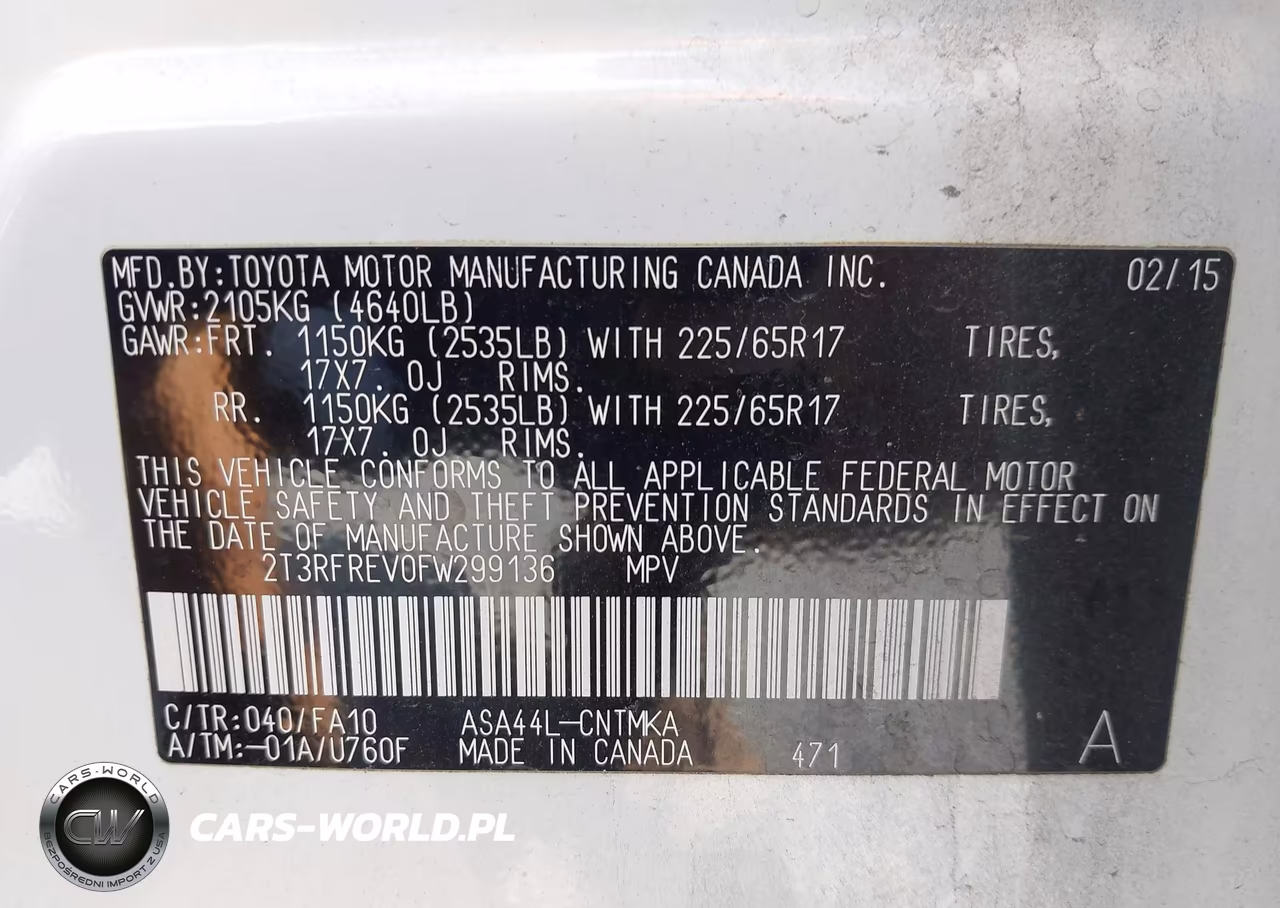 2015 Toyota Rav4 Xle VIN:2T3RFREV0FW299136 - 9