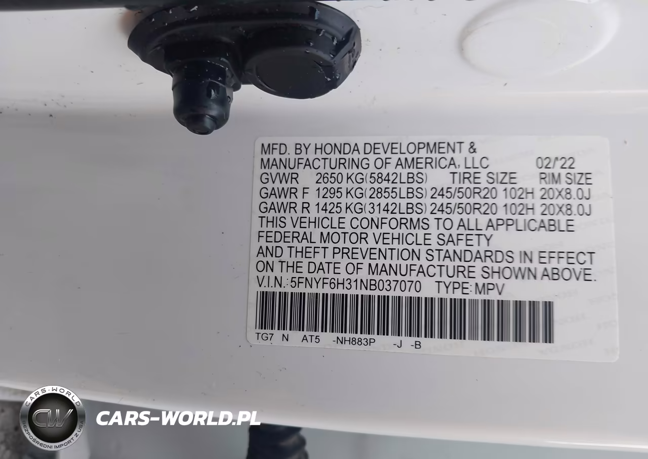 2022 Honda Pilot Awd Sport VIN:5FNYF6H31NB037070 - 18