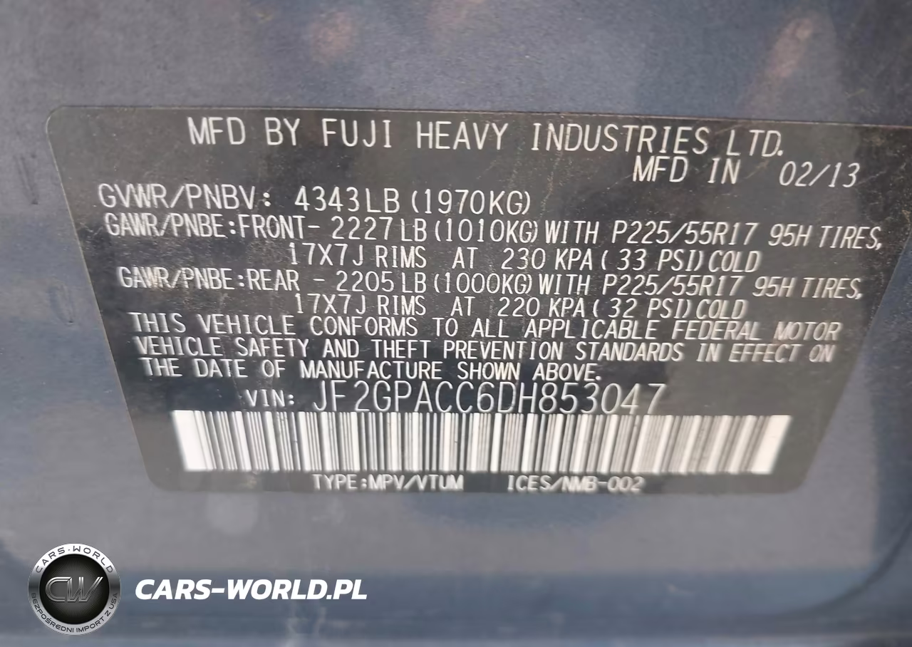 2013 Subaru Xv Crosstrek 2.0I Premium VIN:JF2GPACC6DH853047 - 9