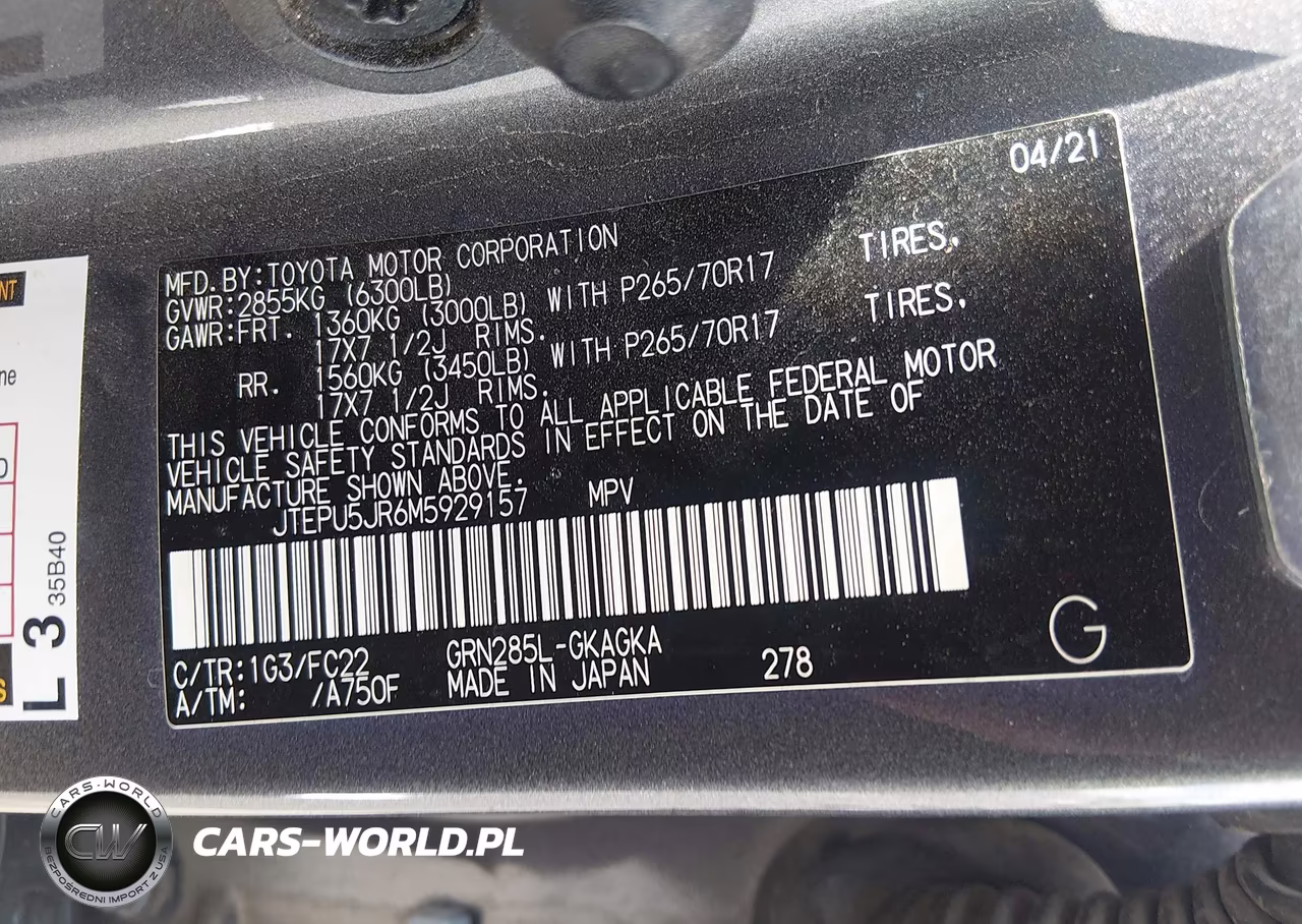 2021 Toyota 4Runner Trd Off Road VIN:JTEPU5JR6M5929157 - 9