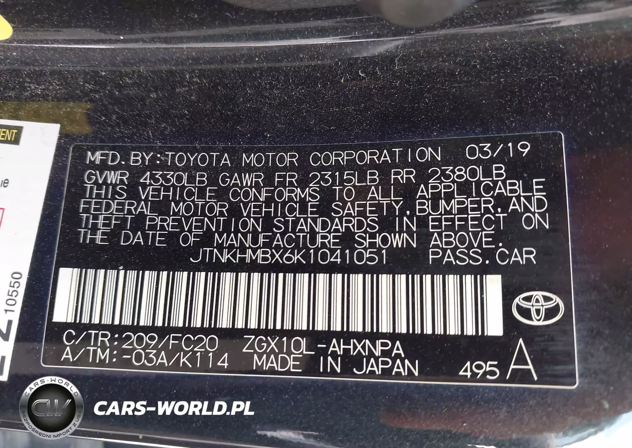 2019 Toyota C-Hr Le VIN:JTNKHMBX6K1041051 - 9
