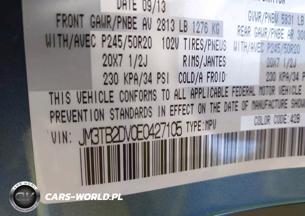 2014 Mazda Cx-9 Grand Touring VIN:JM3TB2DV0E0427105 - 9