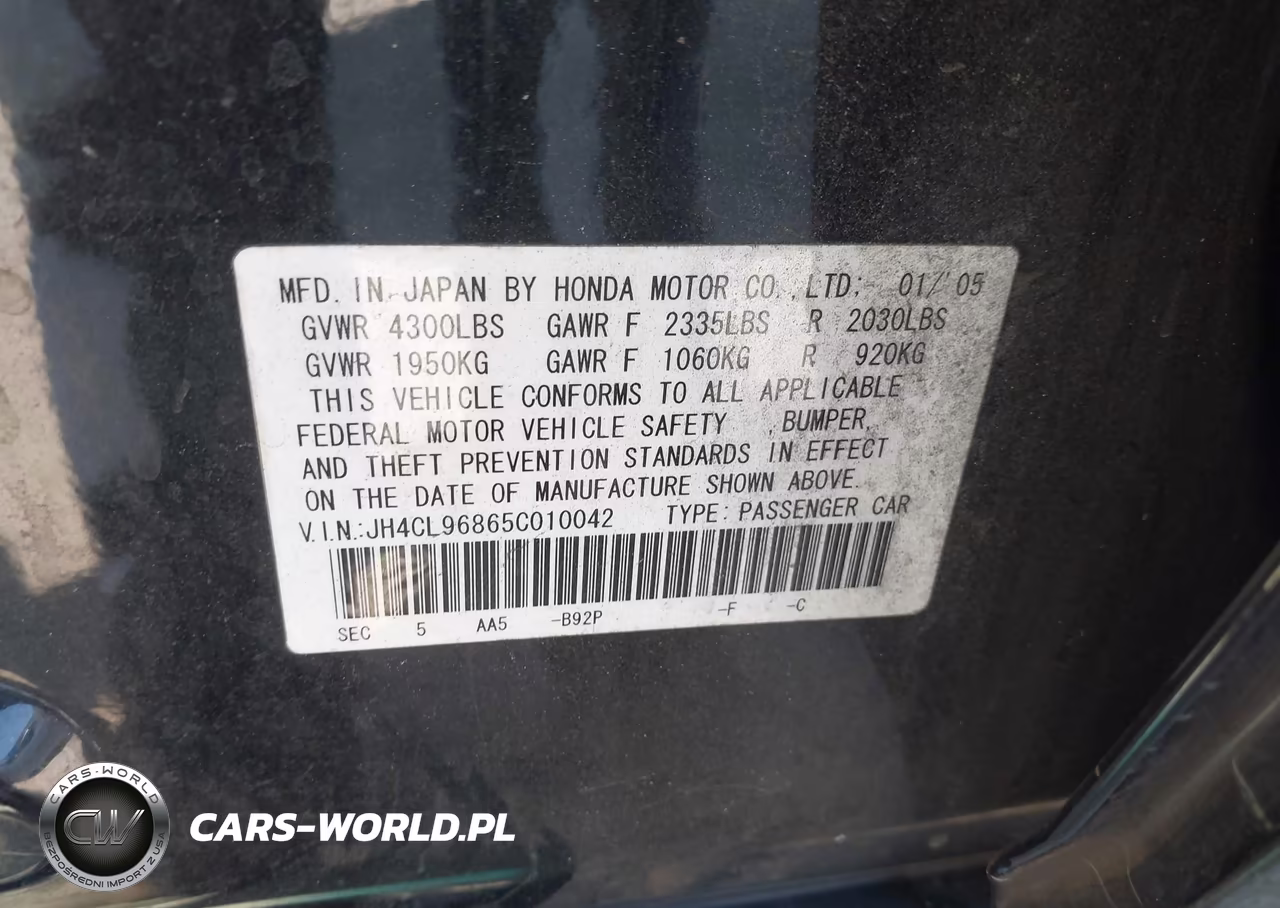 2005 Acura Tsx VIN:JH4CL96865C010042 - 9