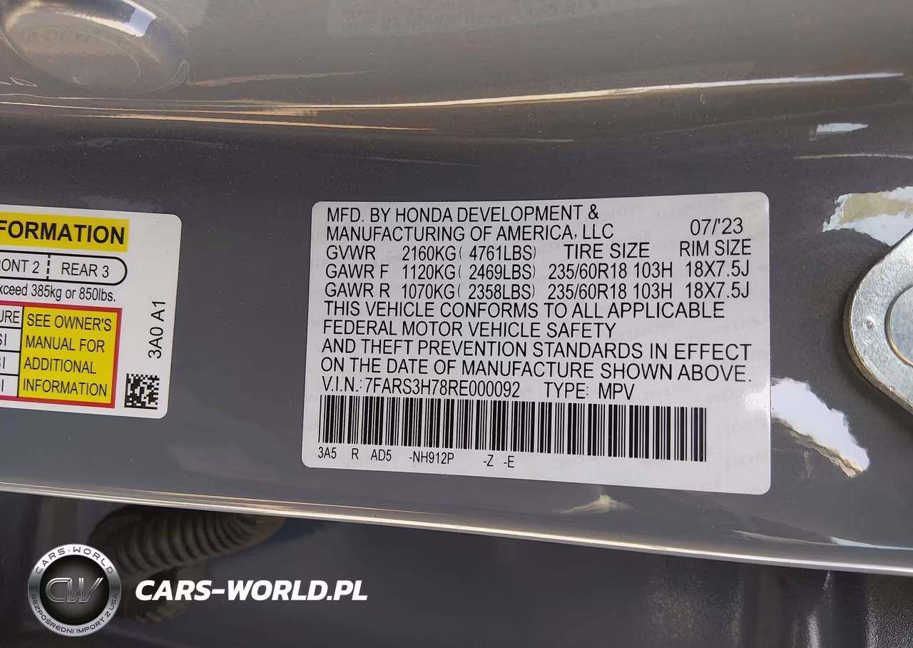 2024 Honda Cr-V Ex-L 2Wd VIN:7FARS3H78RE000092 - 9
