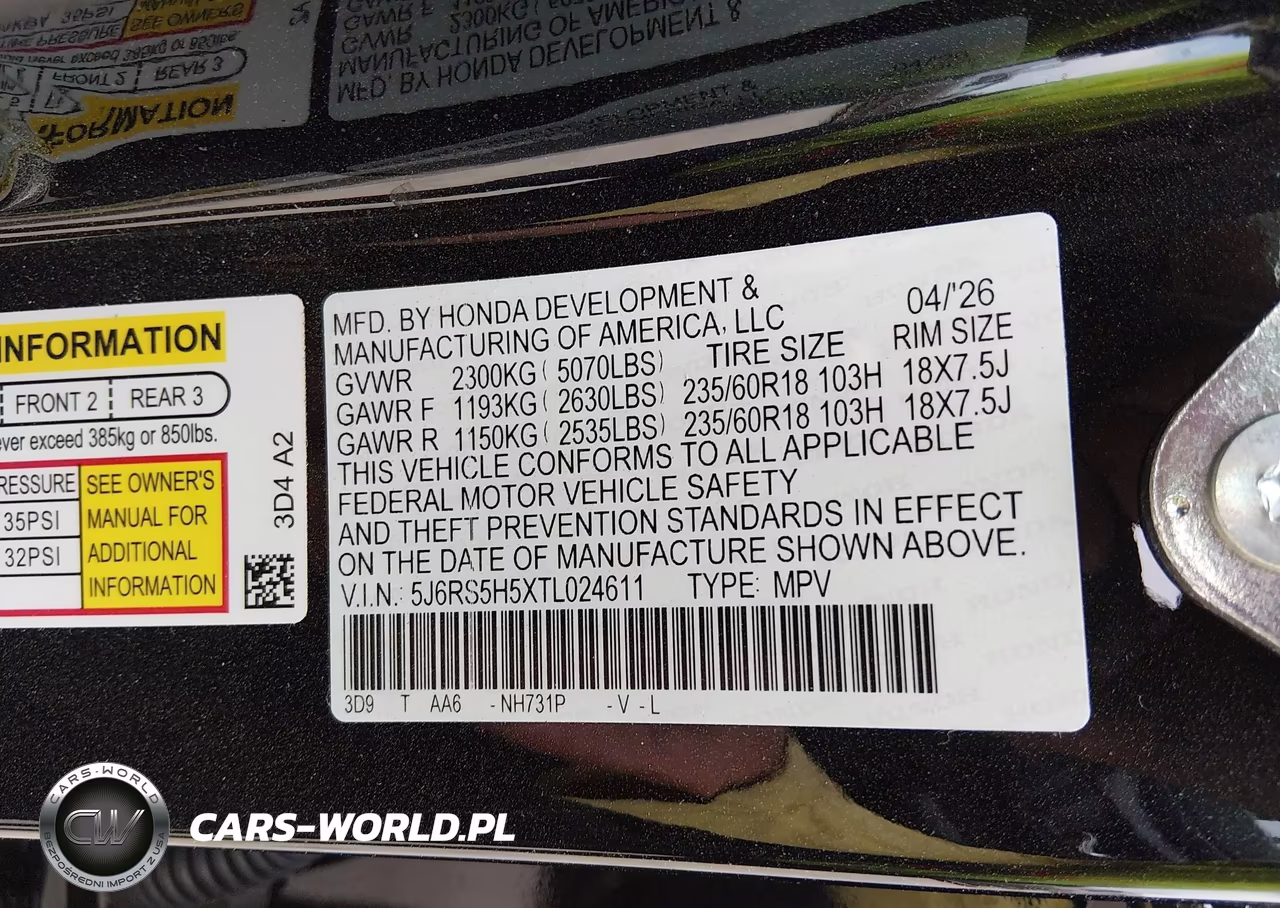 2026 Honda Cr-V Hybrid 2Wd Sport VIN:5J6RS5H5XTL024611 - 9