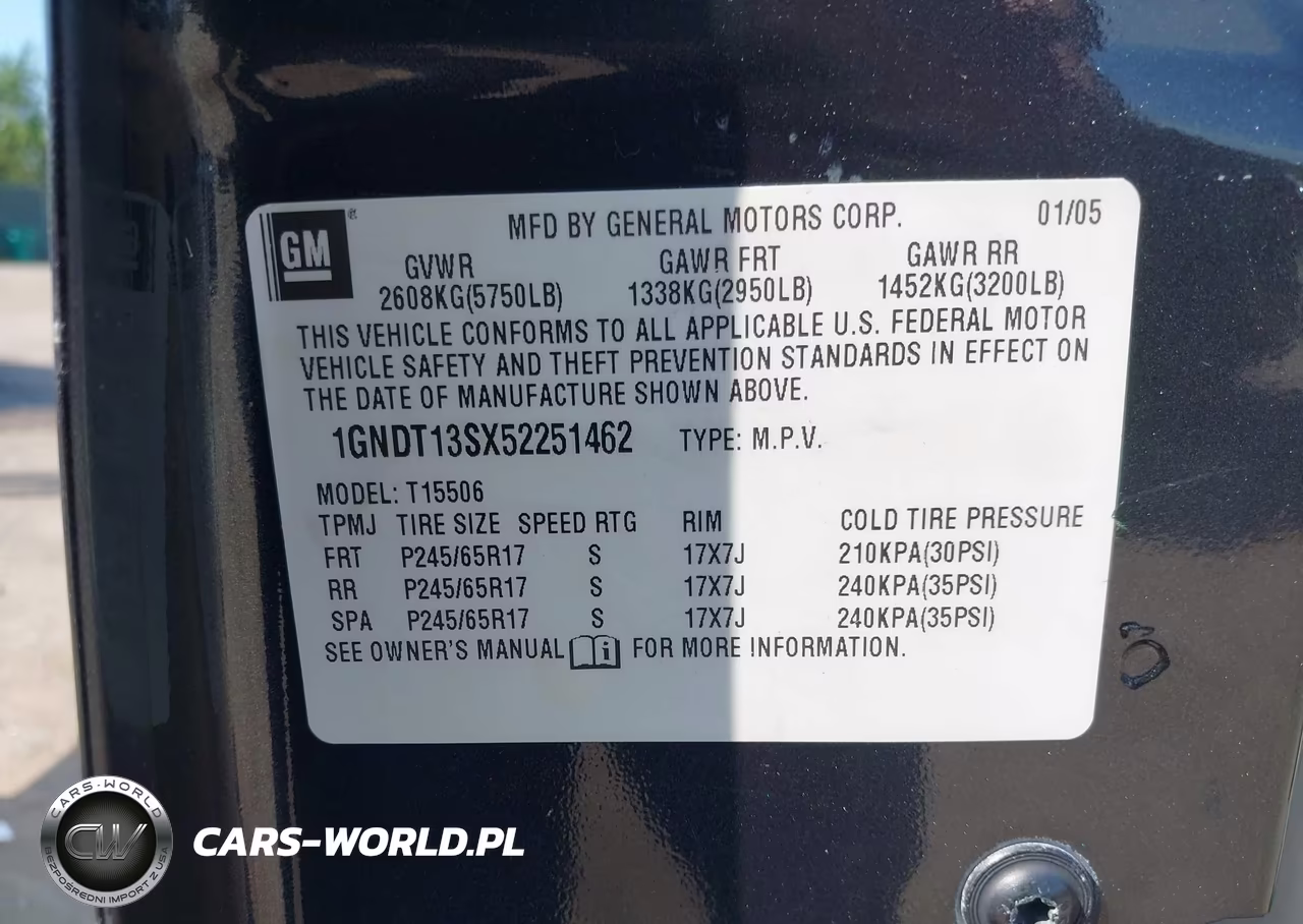 2005 Chevrolet Trailblazer Lt VIN:1GNDT13SX52251462 - 9