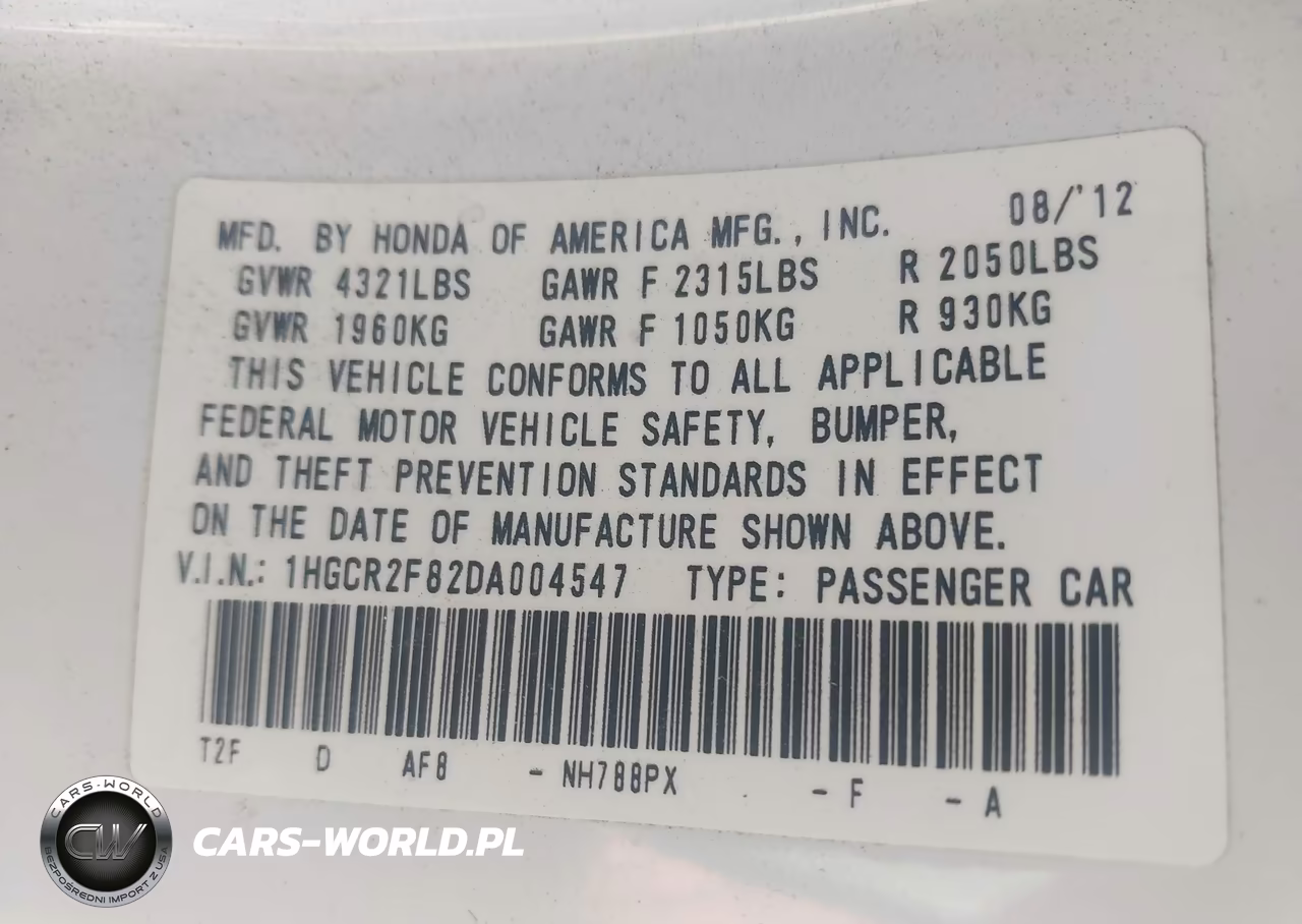 2013 Honda Accord Ex-L VIN:1HGCR2F82DA004547 - 9