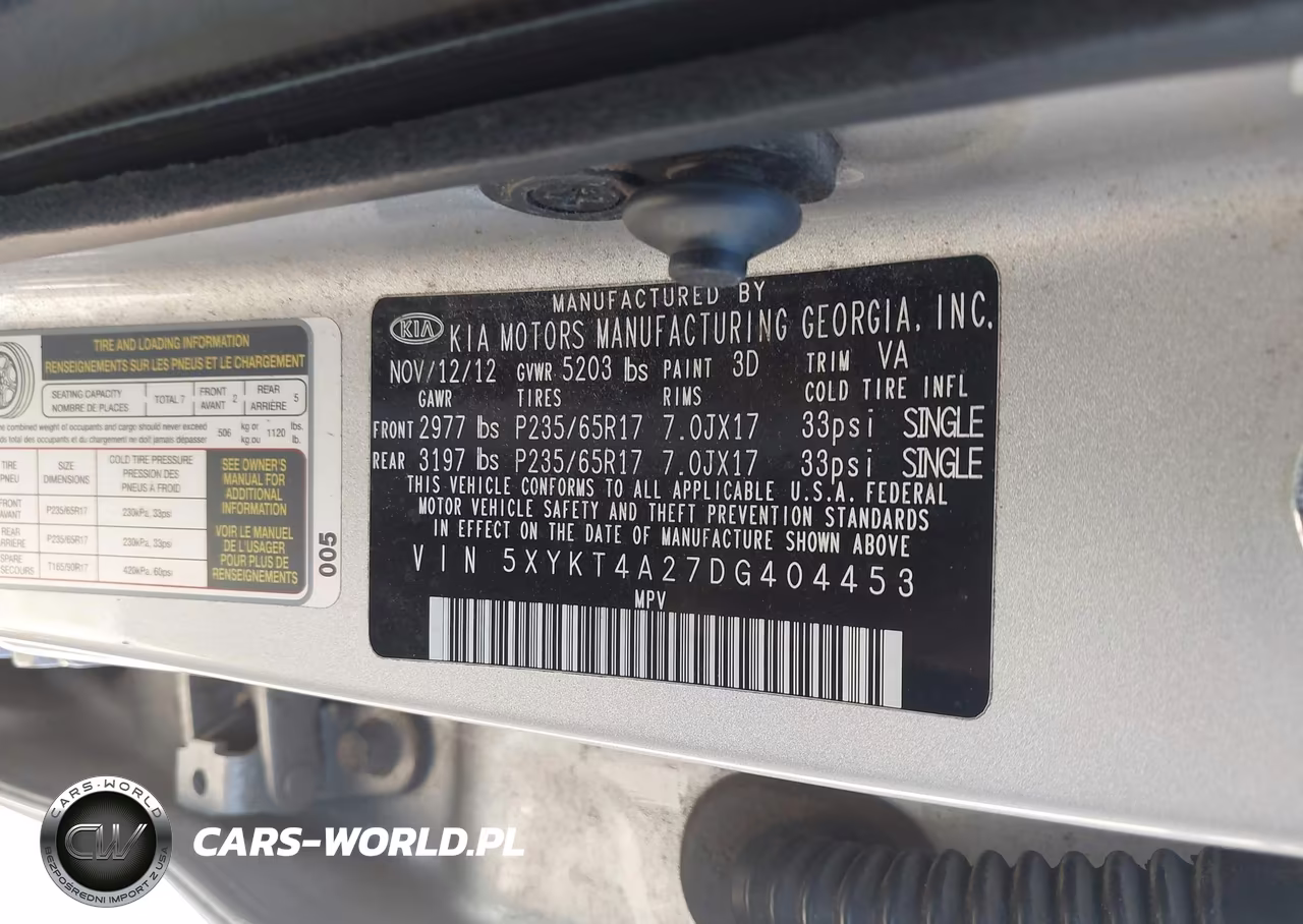 2013 Kia Sorento Lx V6 VIN:5XYKT4A27DG404453 - 9