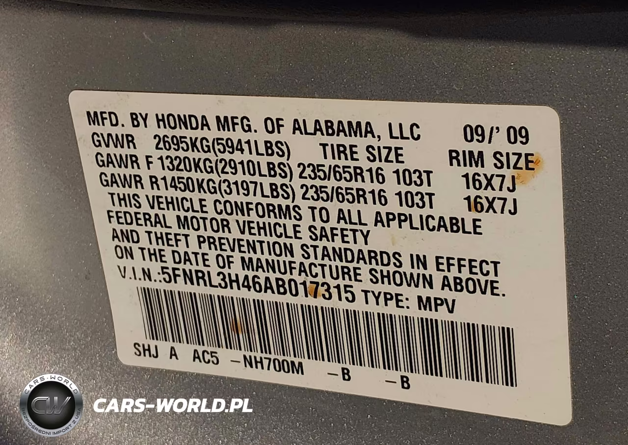 2010 Honda Odyssey Ex VIN:5FNRL3H46AB017315 - 9