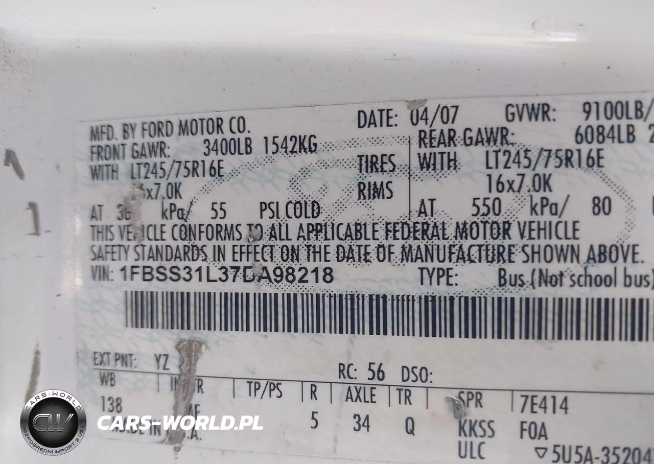 2007 Ford E-350 Super Duty Xl-Xlt VIN:1FBSS31L37DA98218 - 9