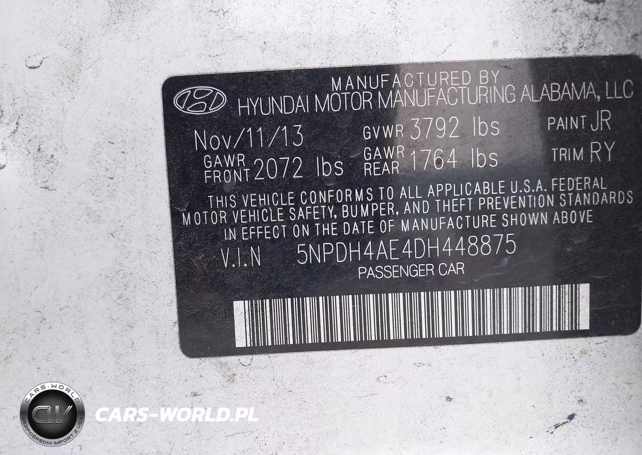 2013 Hyundai Elantra Limited VIN:5NPDH4AE4DH448875 - 9