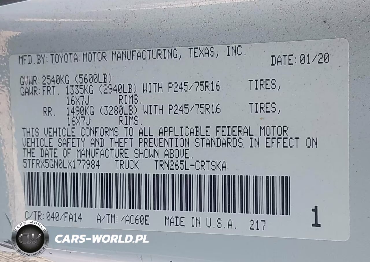 2020 Toyota Tacoma Sr VIN:5TFRX5GN0LX177984 - 9
