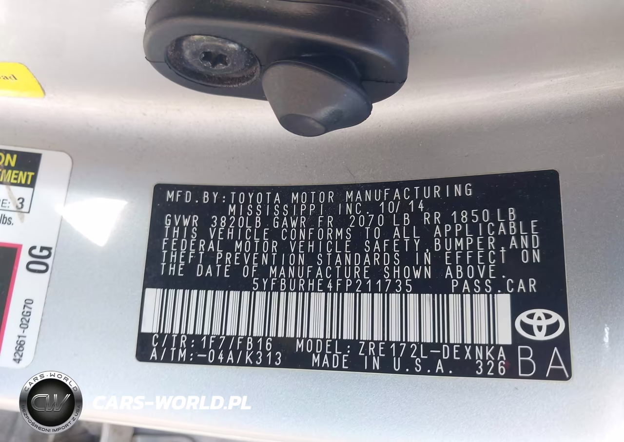 2015 Toyota Corolla Le Plus VIN:5YFBURHE4FP211735 - 9