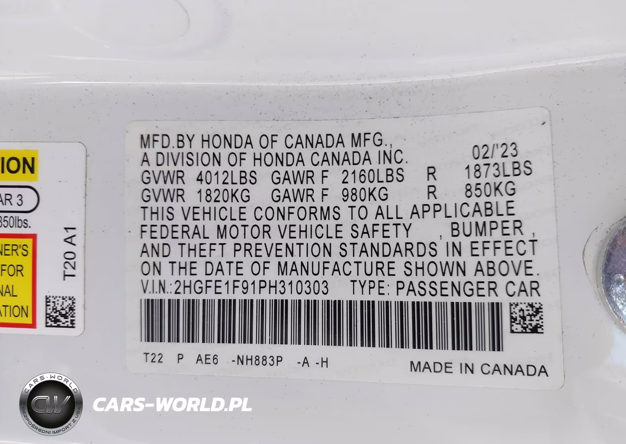 2023 Honda Civic Touring VIN:2HGFE1F91PH310303 - 9