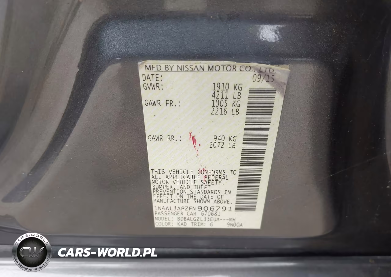 2015 Nissan Altima 2.5 S VIN:1N4AL3AP2FN906791 - 9