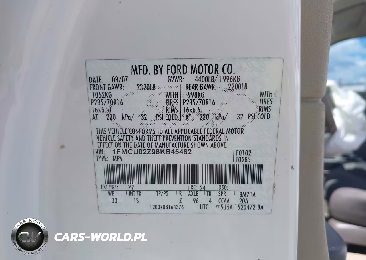 2008 Ford Escape Xls-Xls Manual VIN:1FMCU02Z98KB45482 - 9