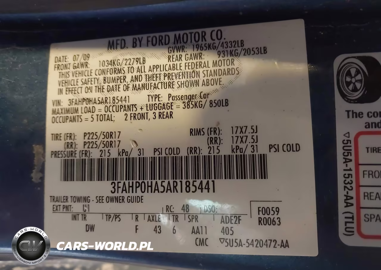 2010 Ford Fusion Se VIN:3FAHP0HA5AR185441 - 9