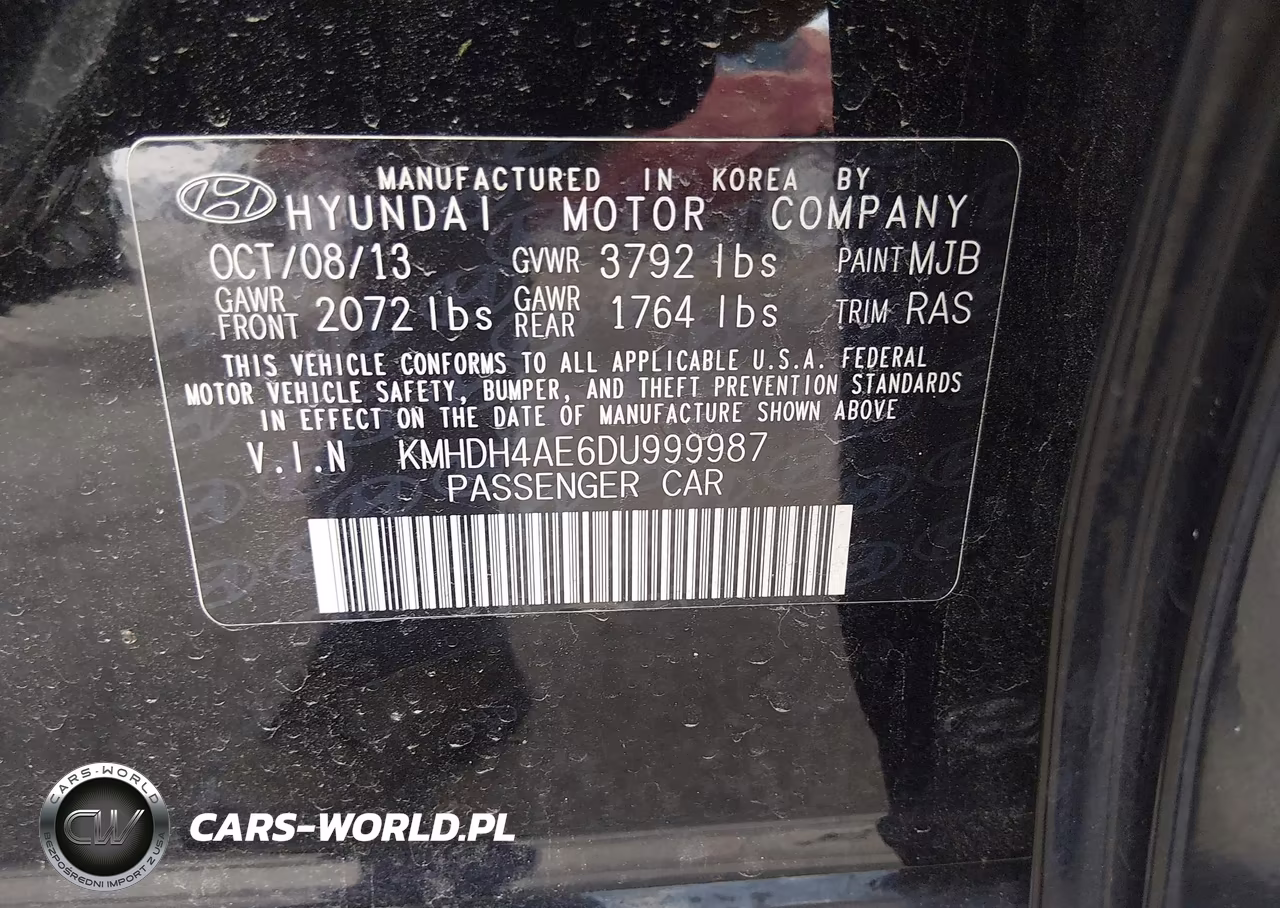 2013 Hyundai Elantra Gls VIN:KMHDH4AE6DU999987 - 9