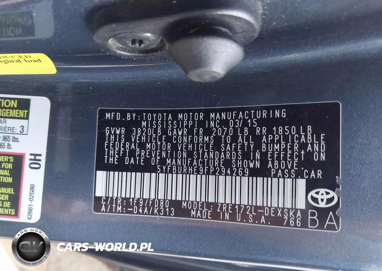 2015 Toyota Corolla S Plus VIN:5YFBURHE9FP294269 - 9