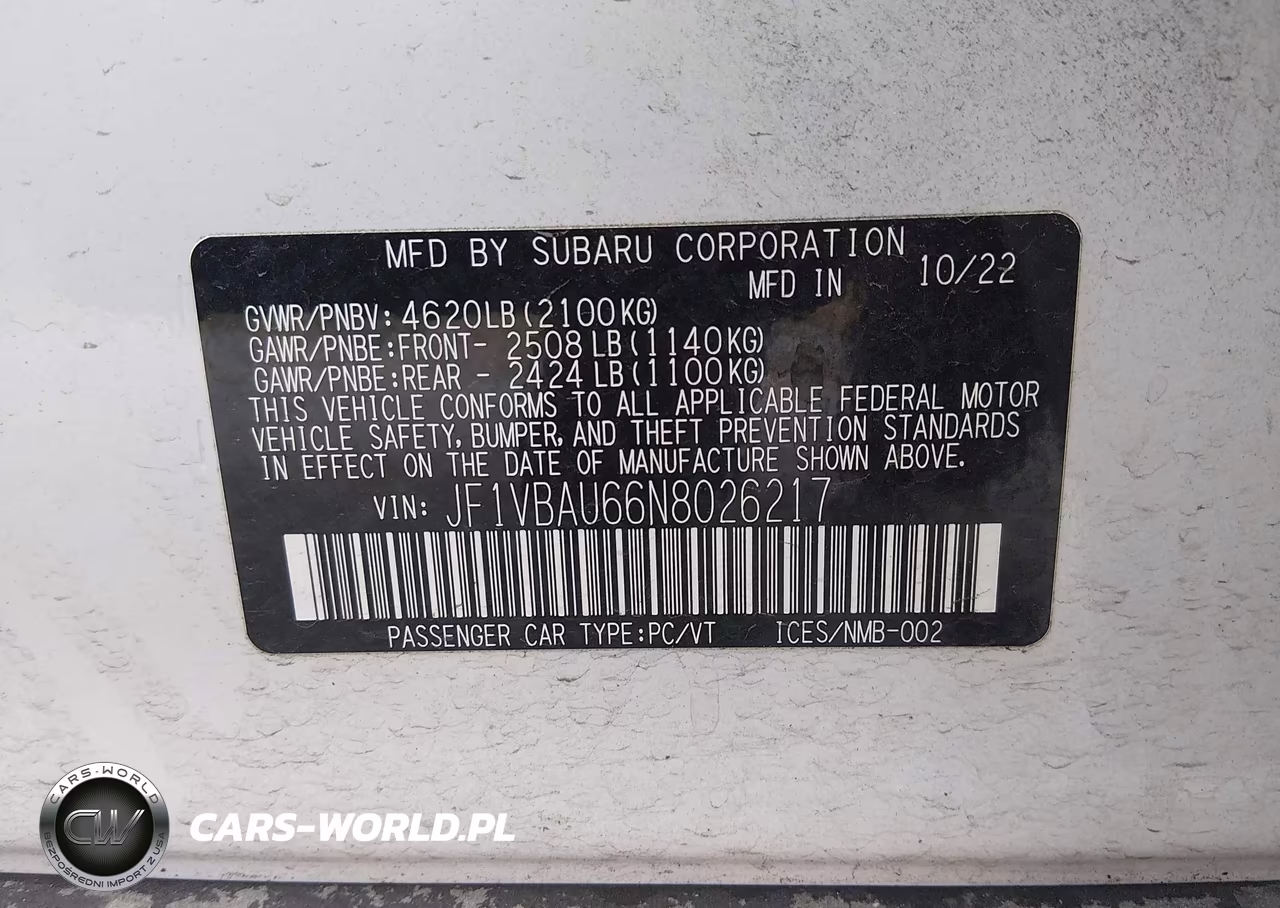 2022 Subaru Wrx Gt VIN:JF1VBAU66N8026217 - 9