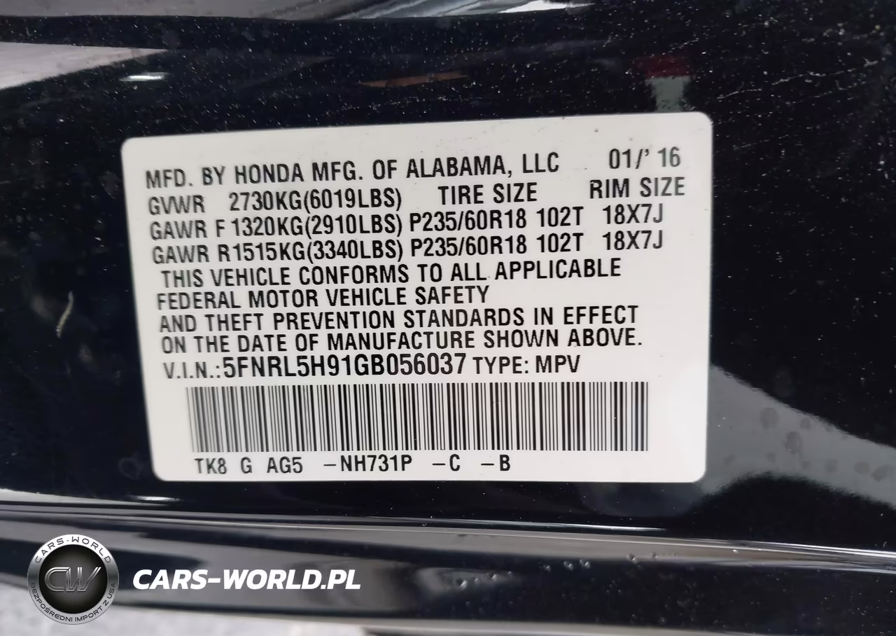2016 Honda Odyssey Touring-Touring Elite VIN:5FNRL5H91GB056037 - 9