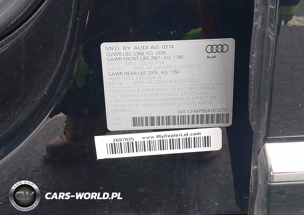 2014 Audi Q5 2.0T Premium VIN:WA1CFAFP5EA107076 - 9