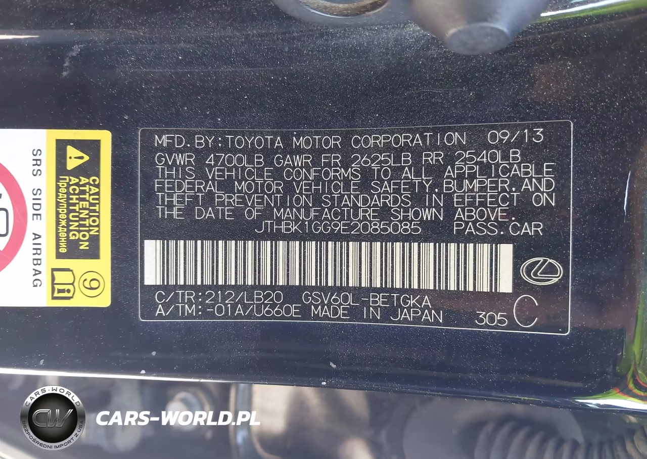 2014 Lexus Es 350 VIN:JTHBK1GG9E2085085 - 9