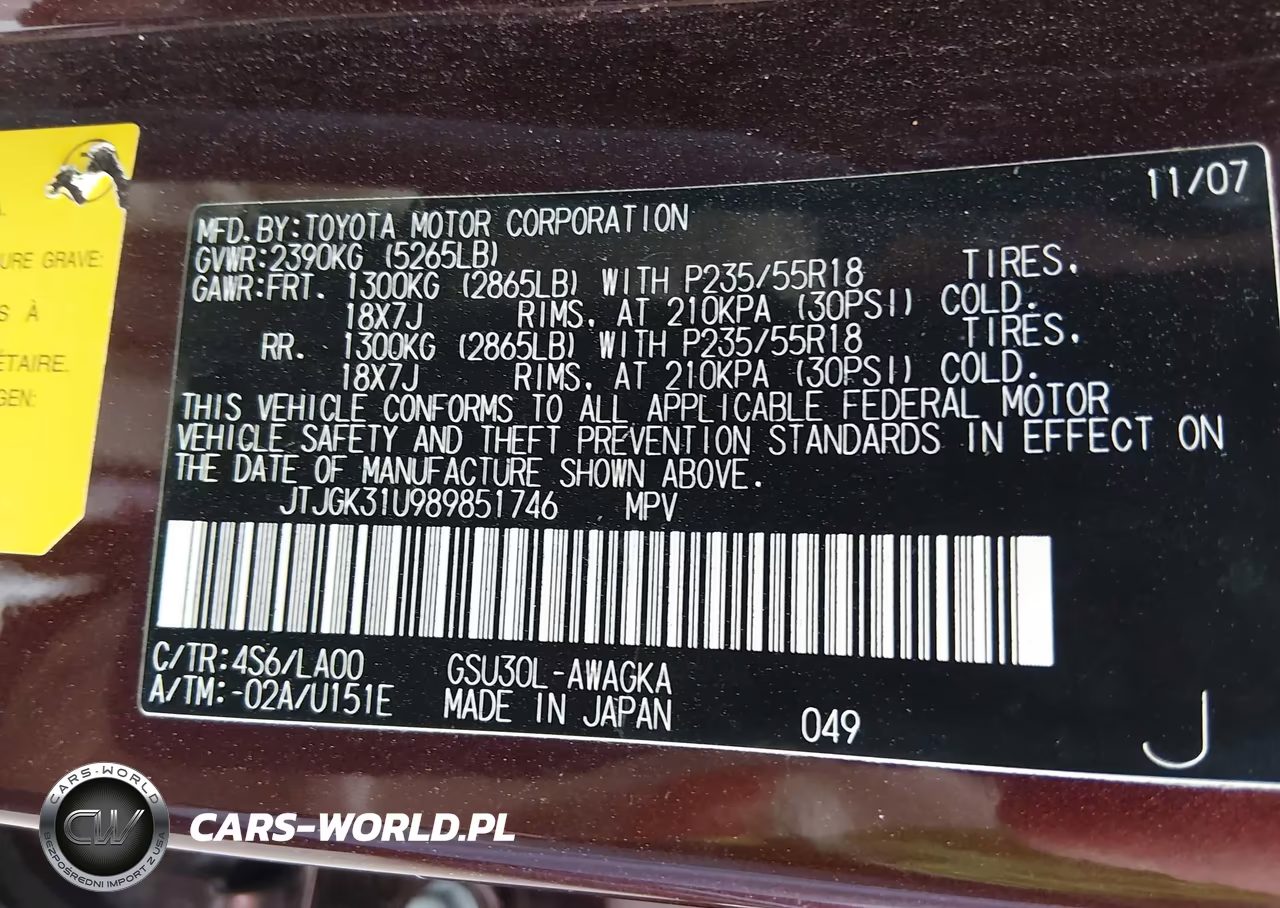2008 Lexus Rx 350 VIN:JTJGK31U989851746 - 9