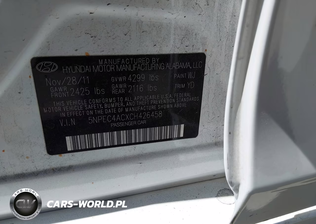 2012 Hyundai Sonata Limited VIN:5NPEC4ACXCH426458 - 9