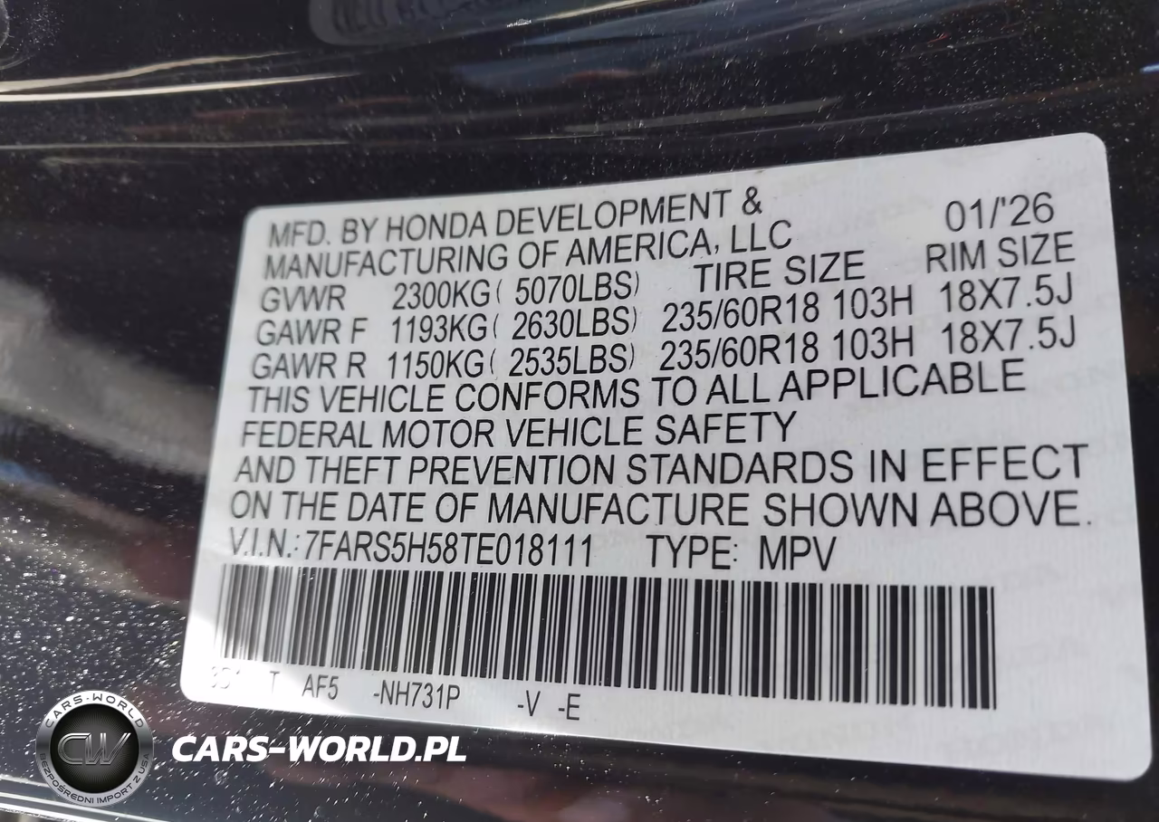 2026 Honda Cr-V Hybrid 2Wd Sport VIN:7FARS5H58TE018111 - 9