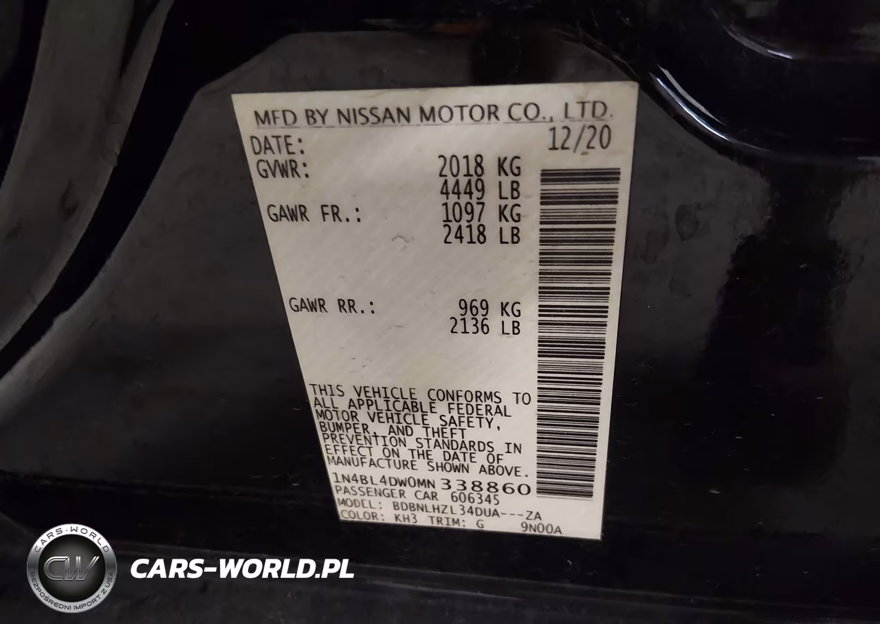 2021 Nissan Altima Sv Intelligent Awd VIN:1N4BL4DW0MN338860 - 9