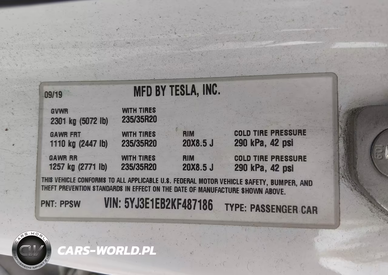 2019 Tesla Model 3 Long Range-Performance VIN:5YJ3E1EB2KF487186 - 9